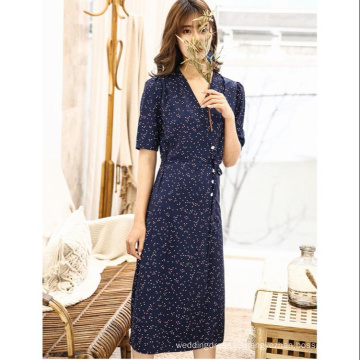 summer new French girl printed retro v-neck wrap dress cultivate one's morality show thin floral dress